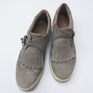 Frye Leather Pleated Buckle Oxford Sneakers